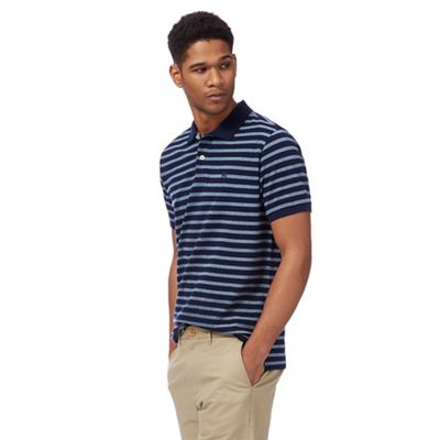 Big and tall navy stripe print polo shirt